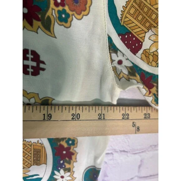 Vintage Daniel Duval Paris Multicolor Christmas Womens Blouse - Picture 6 of 10